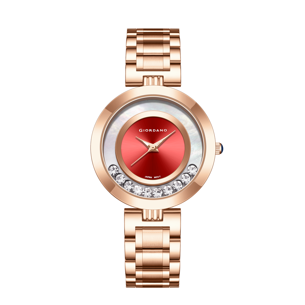 Giordano Dancing Diamonds Collection Analogue Watch For Women With Elegant Stainless Steel Strap And 3 Hand Mech : GZ-60083-33