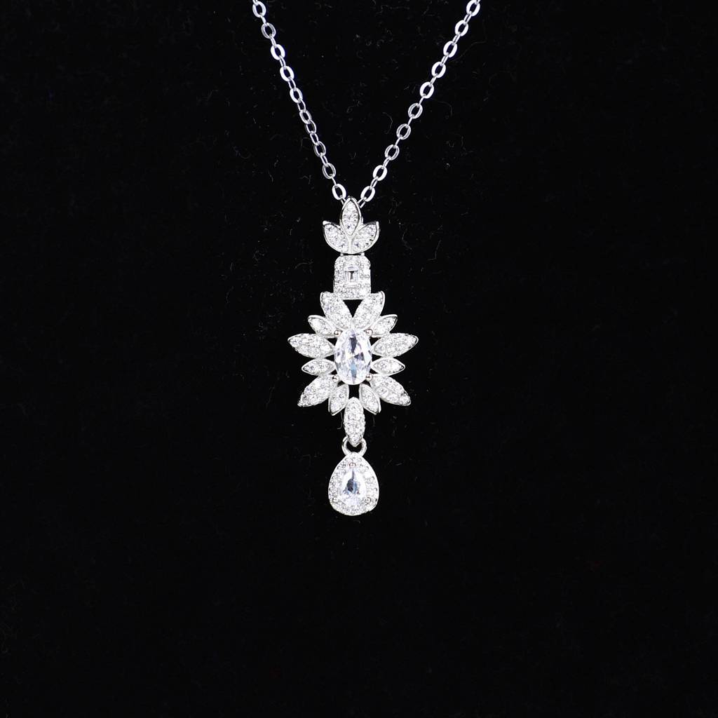 925 Silver Chain With Zirconia-Studded Premium Pendant – Sparkle Refined : CH-SL-9393-W