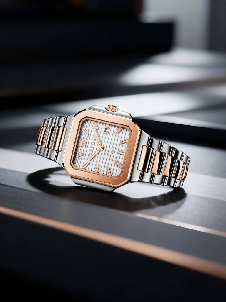 Giordano Square Formal Watch For Men Â Textured Dial,Day & Date Display And Stylish Stainless Steel Strap : GZ-50174-22