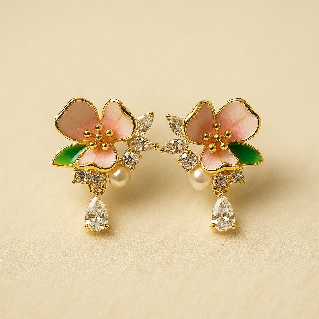 Chic Flower Silver Earrings : E125