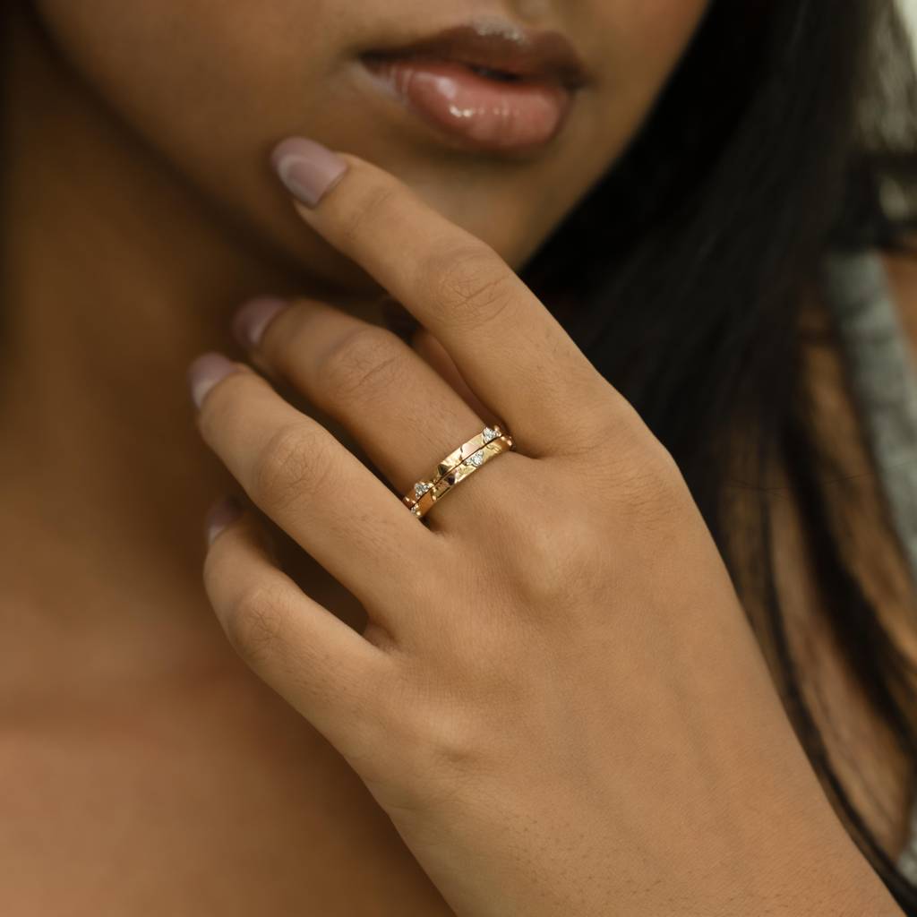 Lucky Stack - Lab Diamond Clover Ring : LLRG0110