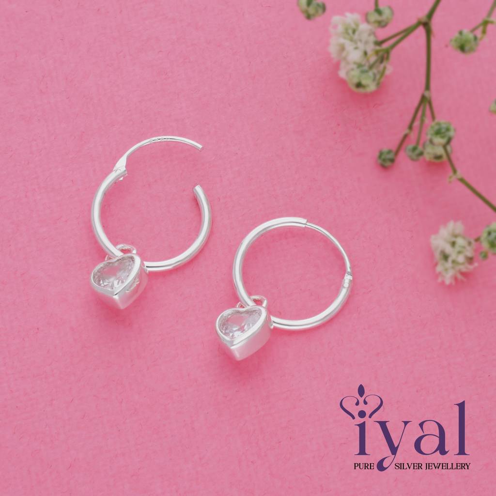 Shimmering Heart Silver Drop Earring (5+ Yrs) : KE-KD-RH-J-112-P