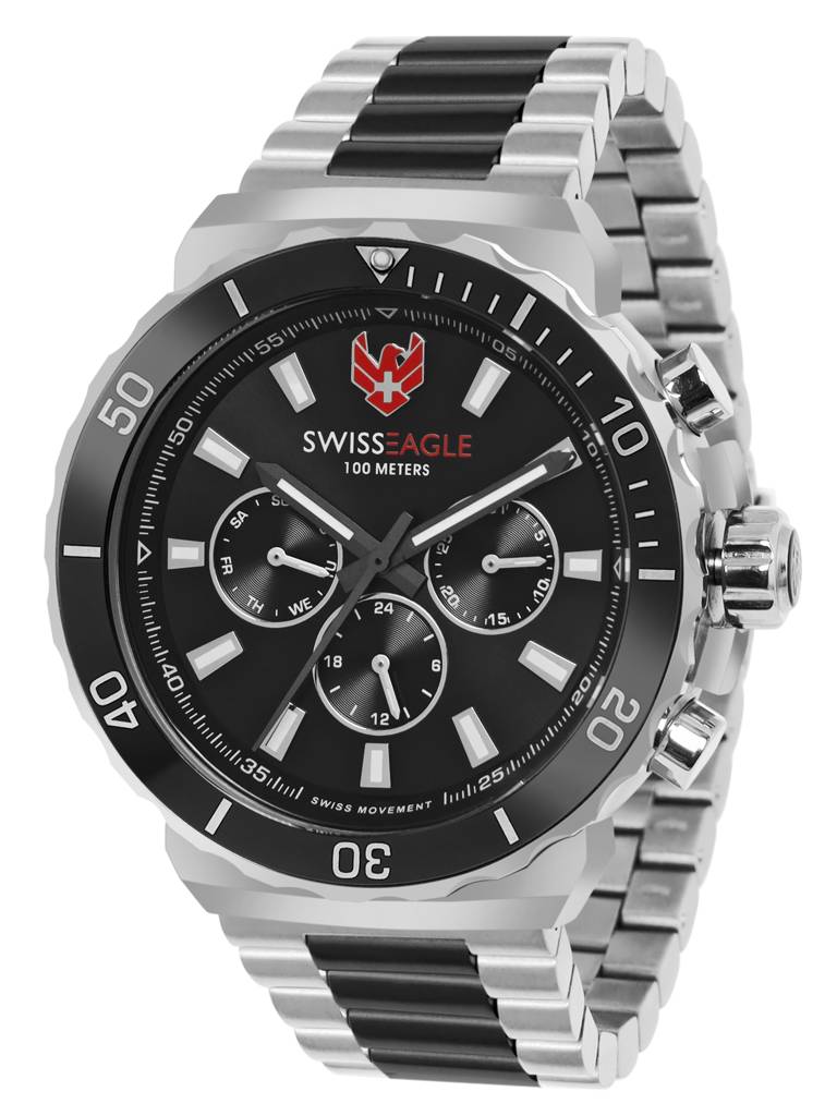 Swiss Eagle Premium Swiss-Made Movement -Multifunction Watch For Men - Stainless Steel Belt - Se-9172 : SE-9172-11A