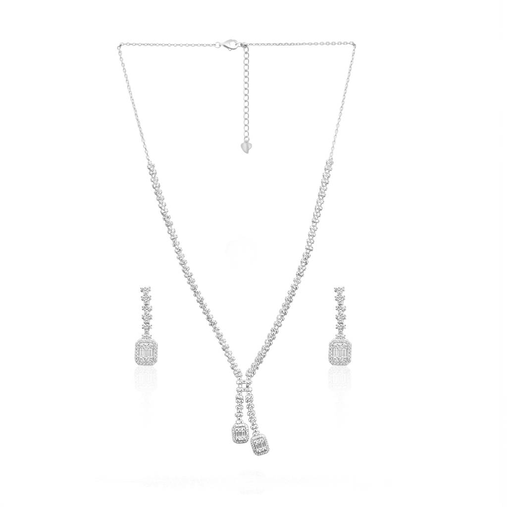 925 Sterling Silver Magnificent Silver Necklace With Earrings | : NL1048A