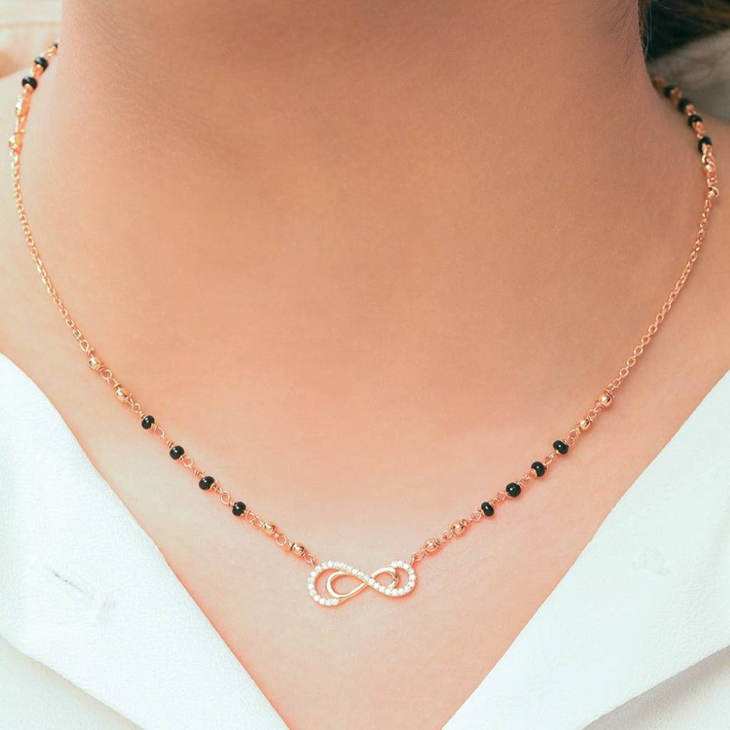 Infinity Necklace Personalized Mangalsutra Rosy Infinity Cz Rose