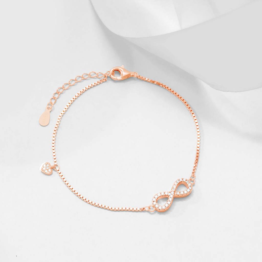 Rose Gold Minimal Infinity 925 Silver Bracelet : BR-80072