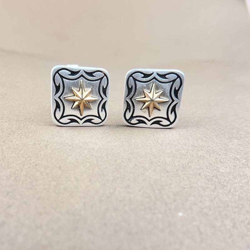 925 Pure Silver Men'S Square Carved Cufflinks | Silver Cuff Link : CUF1002