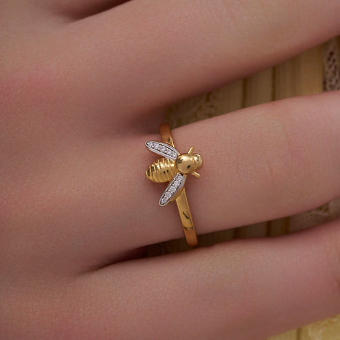 18K Gold Vermeil Styles Honeybee Ring For Women| Valentine Gift Jewellery : KRO0090-Gold-5