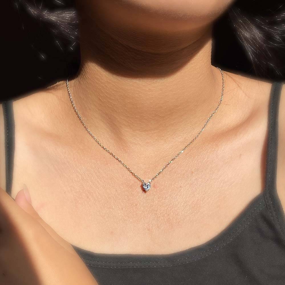 925 Silver Heart Solitaire Necklace : IS-NC-PC-1097