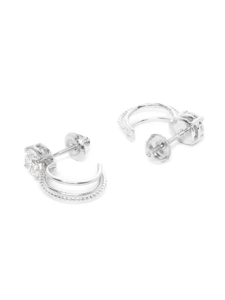 925 Sterling Silver Swiss Zirconia Hoop Sophie Earring With Screw Back Gift For Women And Girls : CSWZHDE1