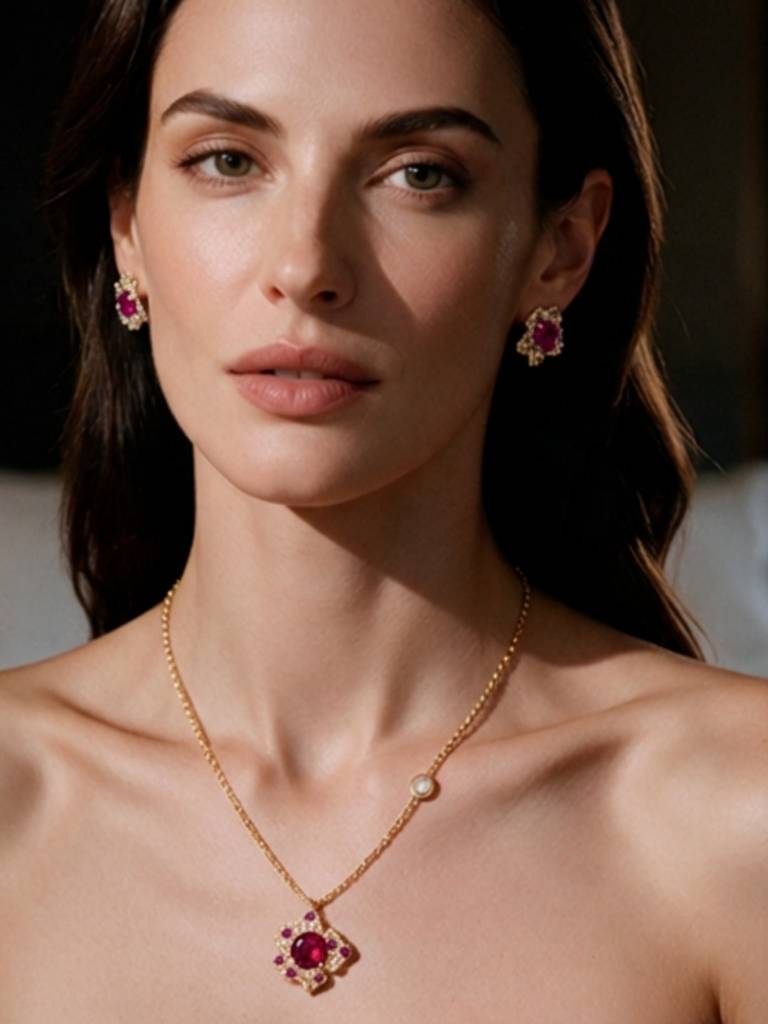 Boccio Pave Flower Necklace & Earring Set, 18K Gold-Plated : SET1020RSSS