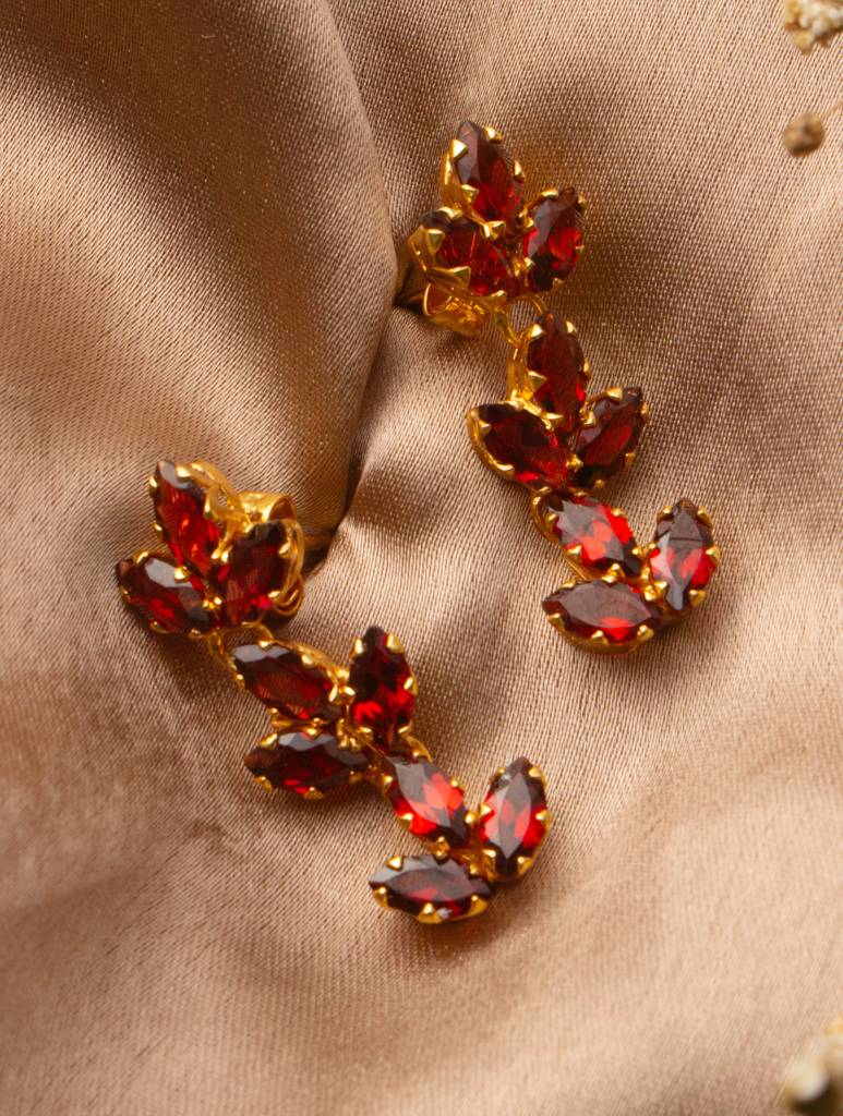 925 Sterling Silver Gold Plated Garnet Earrings For Women - Gemstone Earrings | Handmade Jewelry | Elegant Daily Wea : FU-003G