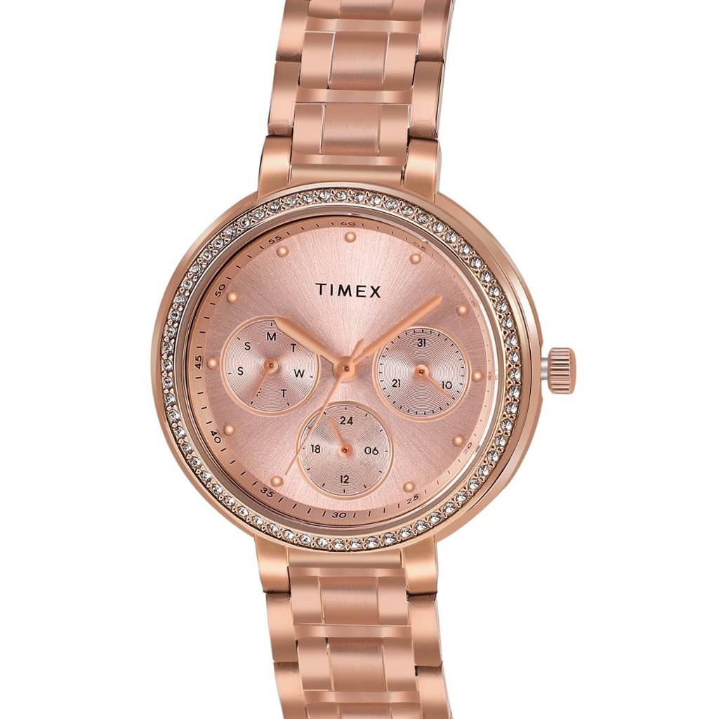 Timex Round 34Mm Pink Dial Analog Women Watch - Tw000Z302 : TW000Z302