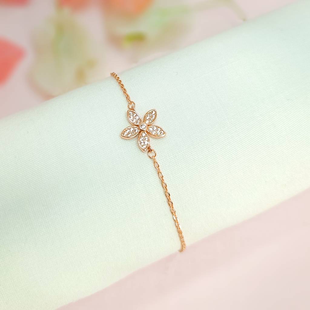 925 Silver Rosegold Blossom Bracelet : IS-BR-CH-1146