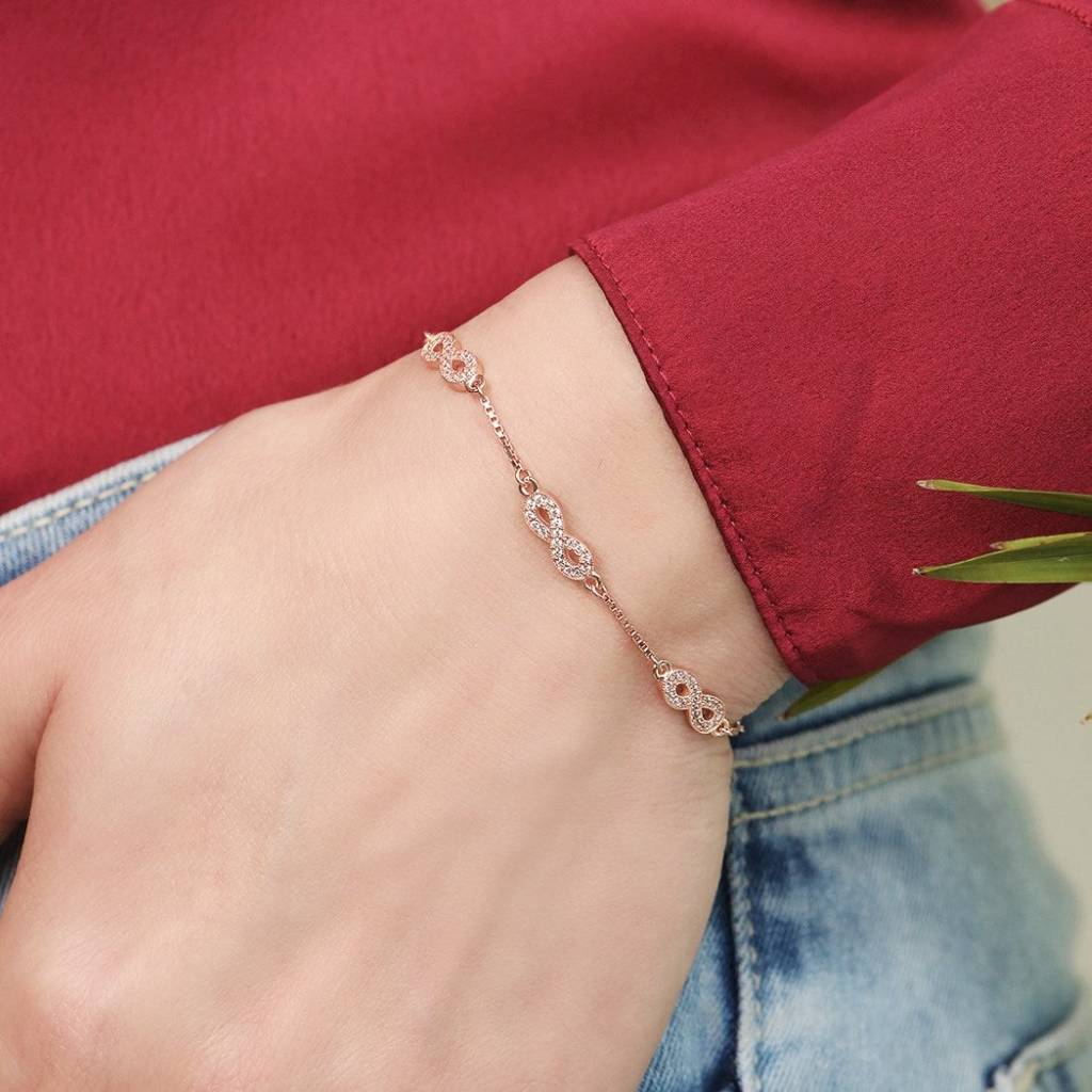 Classy Rose Gold Infinity 925 Silver Bracelet : BR-80078