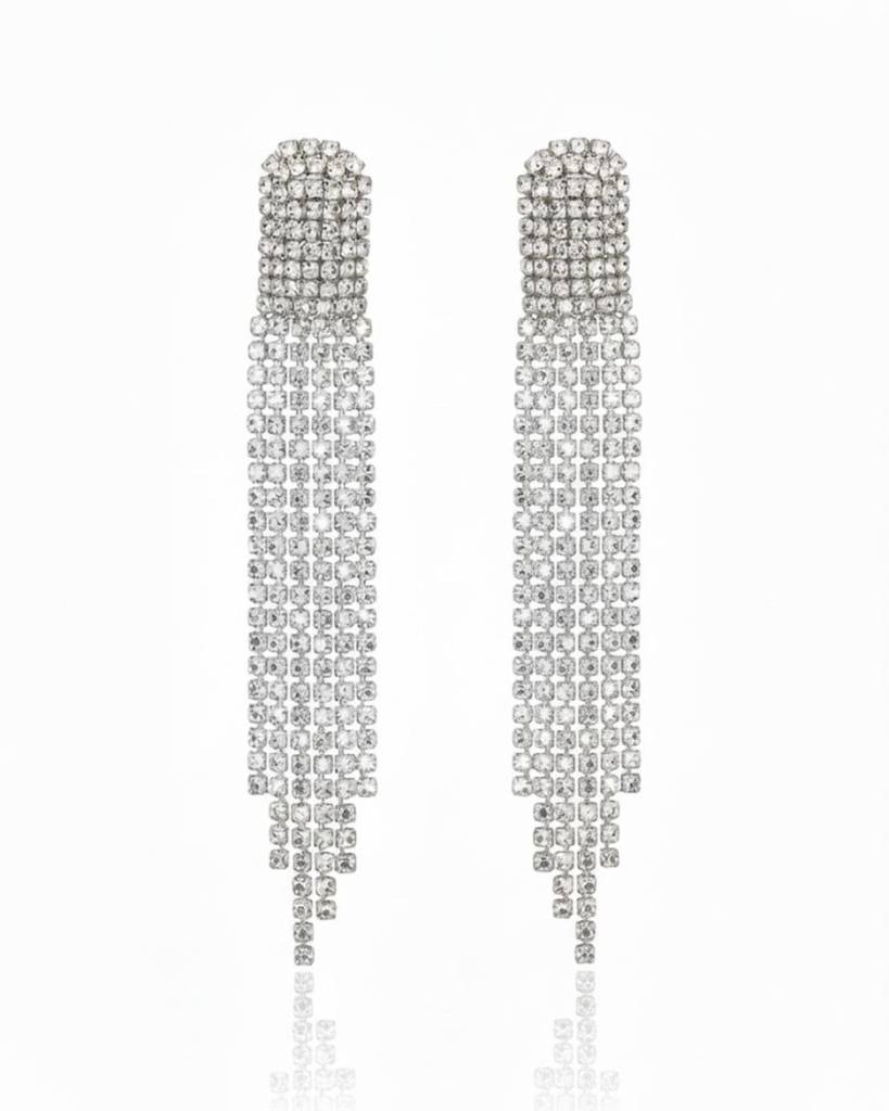 Silver Rhinestone Cocktail Danglers : SIIRI10
