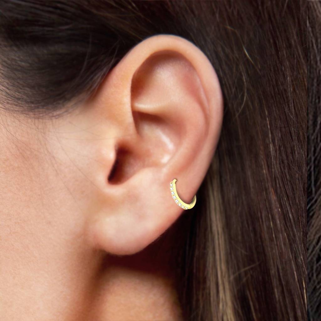 American Diamond Studded Gold Plated Hoop Earrings Fashion Stylish Jewellery Gift For Girls & Women : PX8E101G