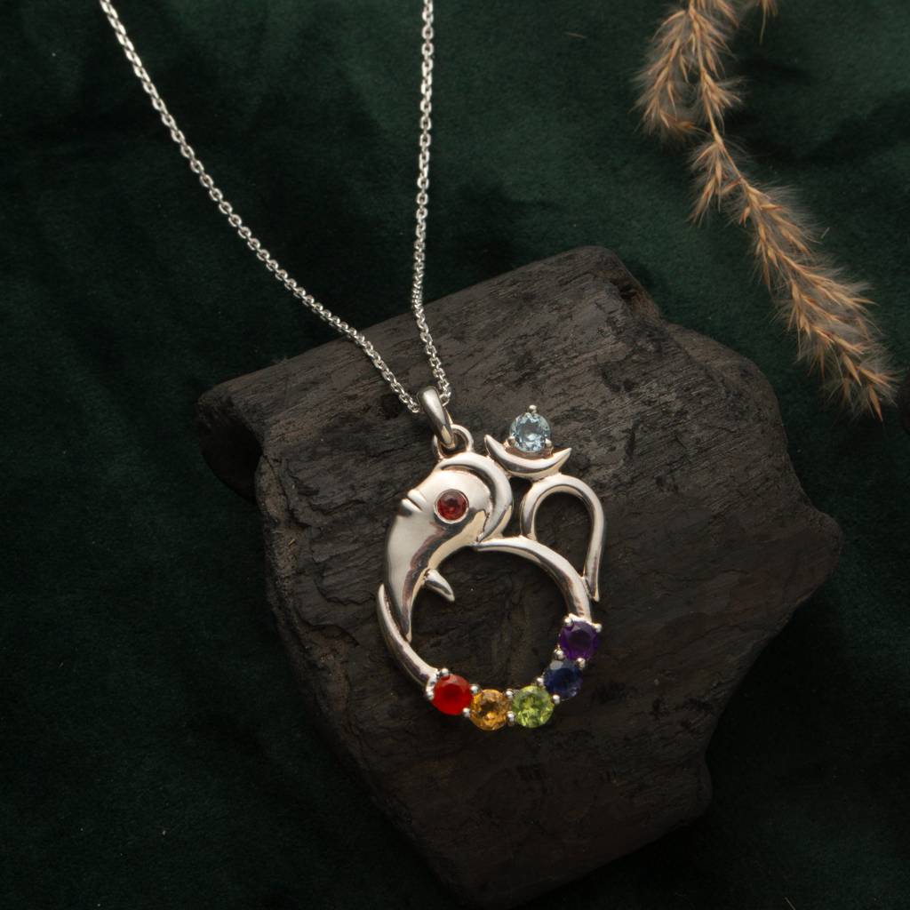 925 Sterling Silver Chakra Pendant For Women | Healing 7 Chakra Gemstone Pendant | Without Chain : FU-0734
