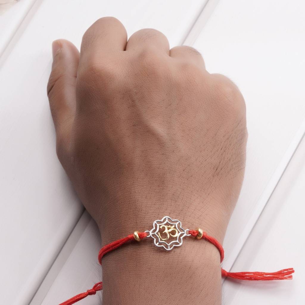 Silver Protected Om Rakhi : ZLRH-1020