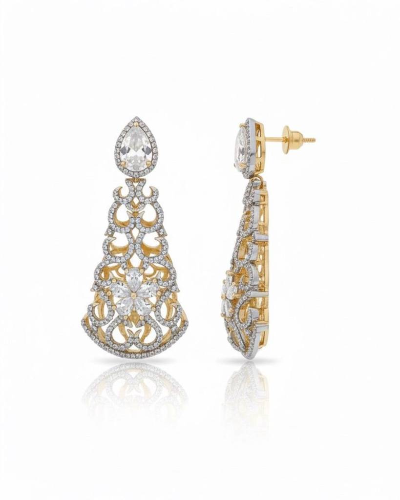 Filigree Teardrop Chandelier Earrings : sis41