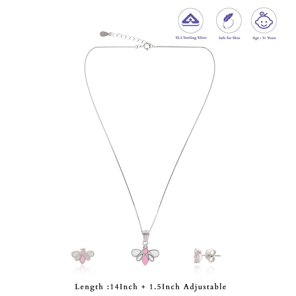 Honey Bee Pink 925 Silver Kids Chain Pendant (3+ Years) : KPT-17