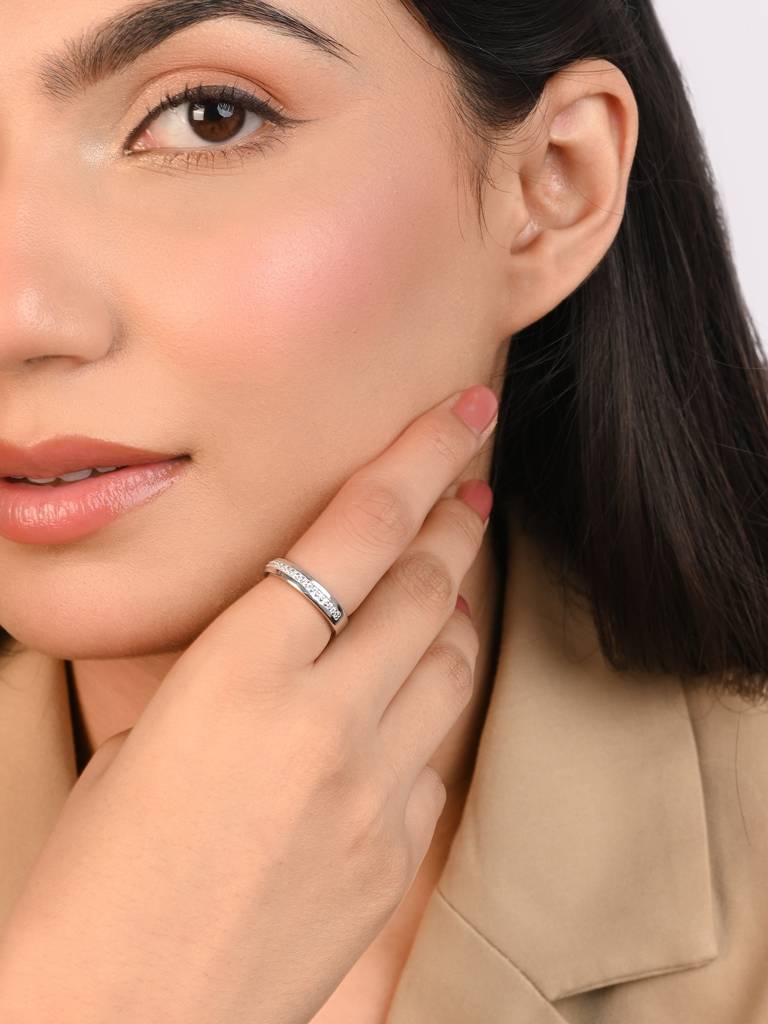 Minimal Line Silver Band Ring : MPLR2830