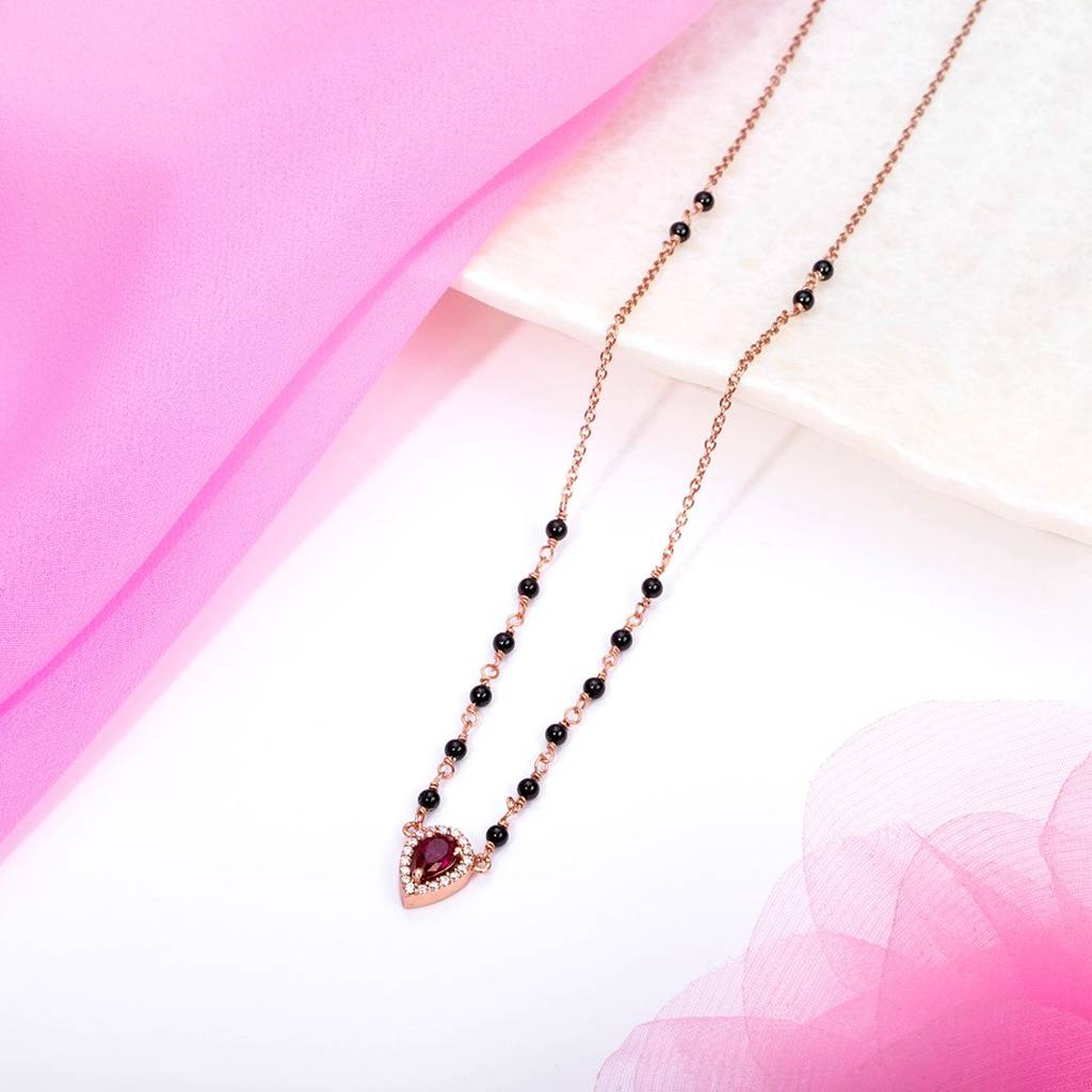 Blushing Vows Rose Gold-Plated 925 Sterling Silver Cz Mangalsutra : MGS-10042-RG