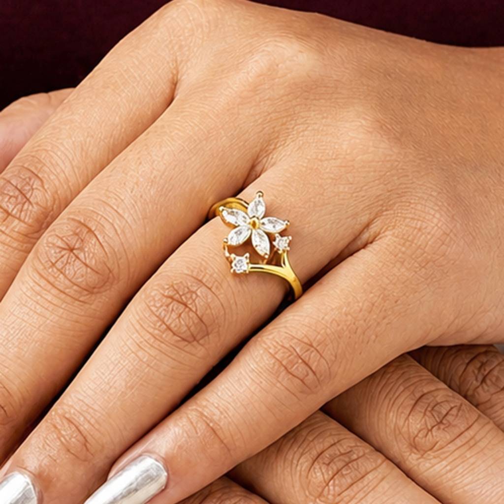 Artklim Classic Floral Spark Gold  Anti-Tarnish Ring For Women : HSPS60MB1861