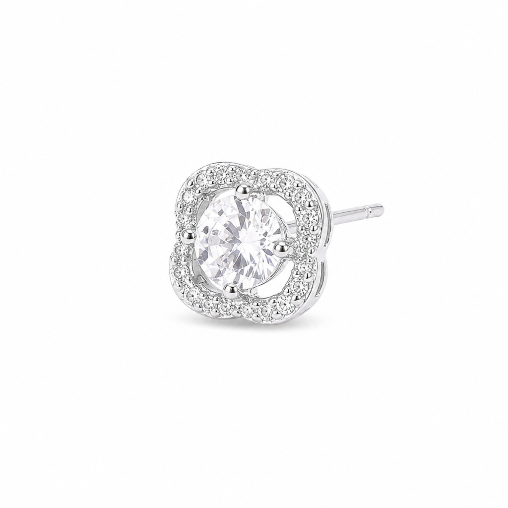 Silver Floral Radiance Stud Earrings : WER00082