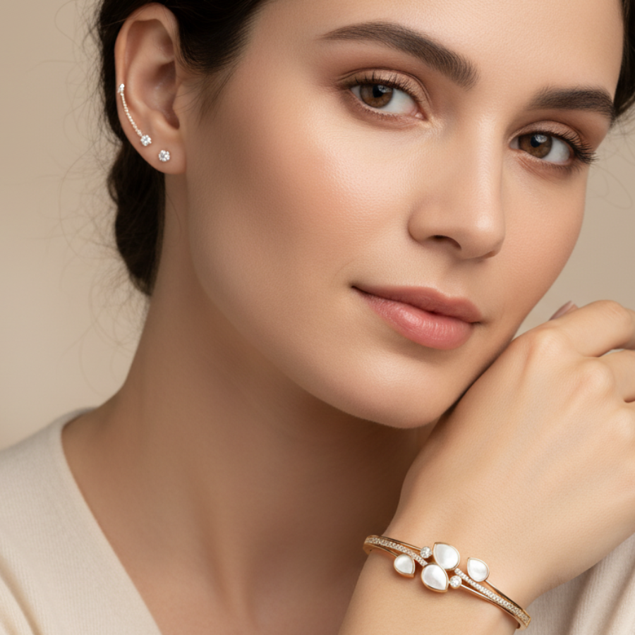 Opal Flower Bracelet For Women | Elegant Floral Stone Bracelet Jewellery : 4238308358
