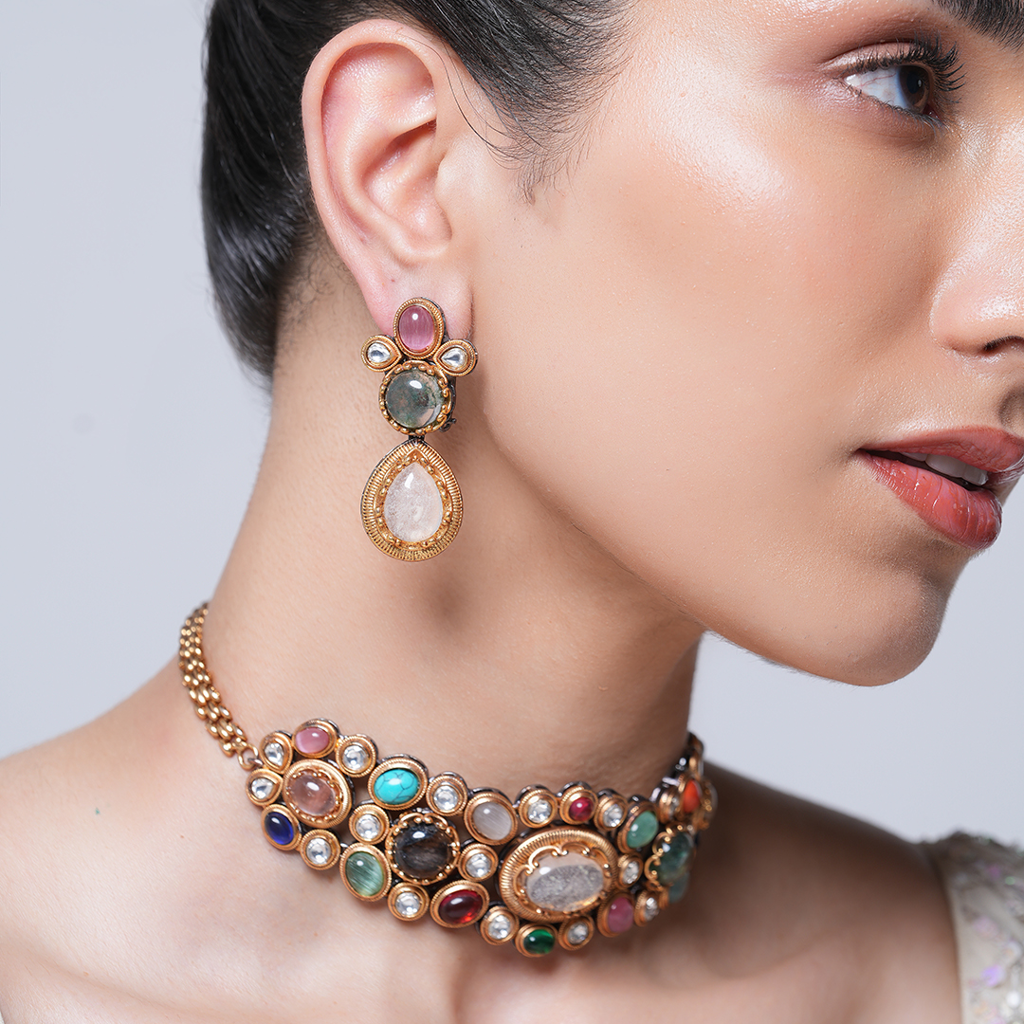 Small Navratan Choker : CAO0007MPS