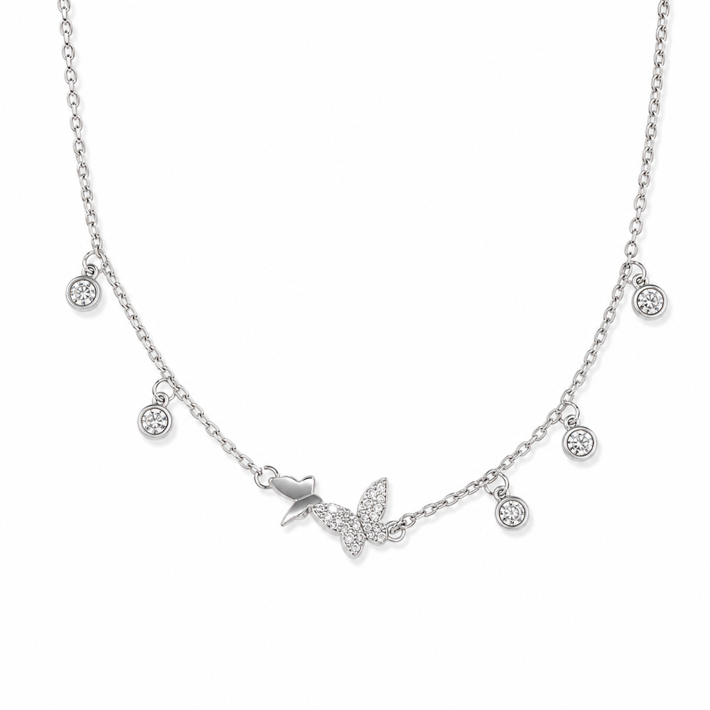 Silver Butterfly Charm Anklet : AN03750