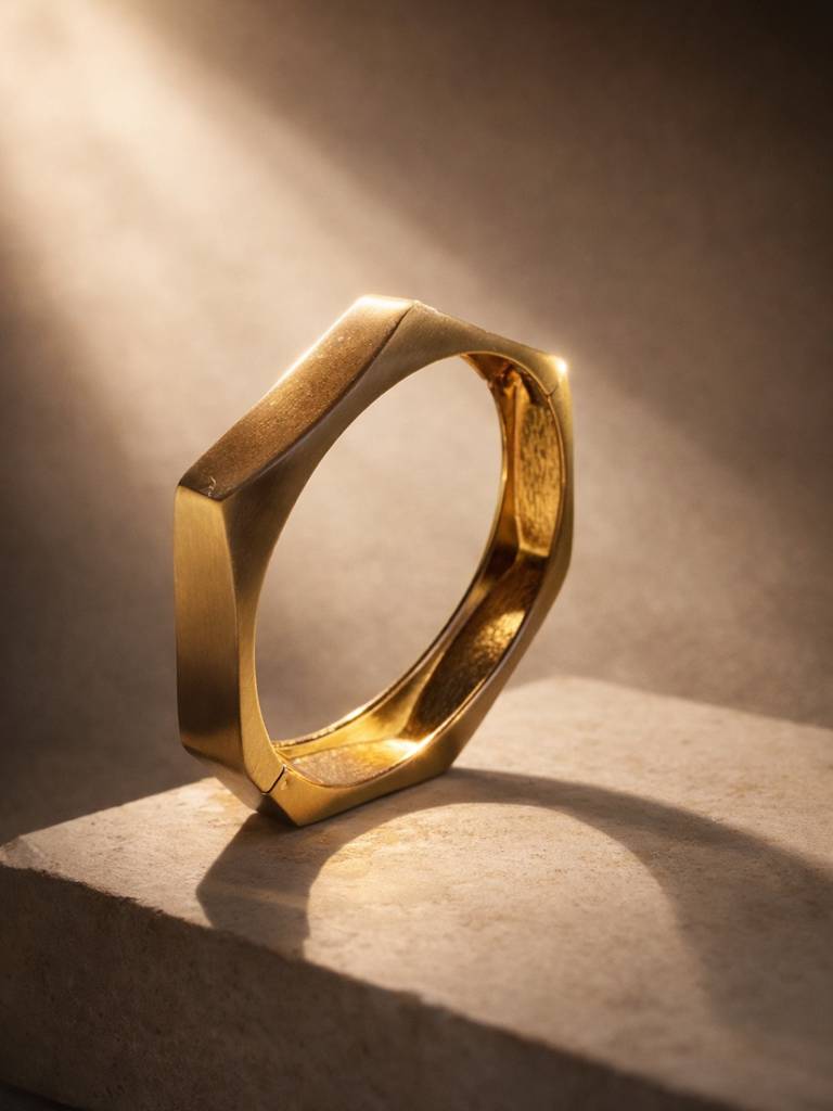 Matte Geometric Gold Cuff Bracelet | Anti-Tarnish Everyday Wear : ATB691MQSC