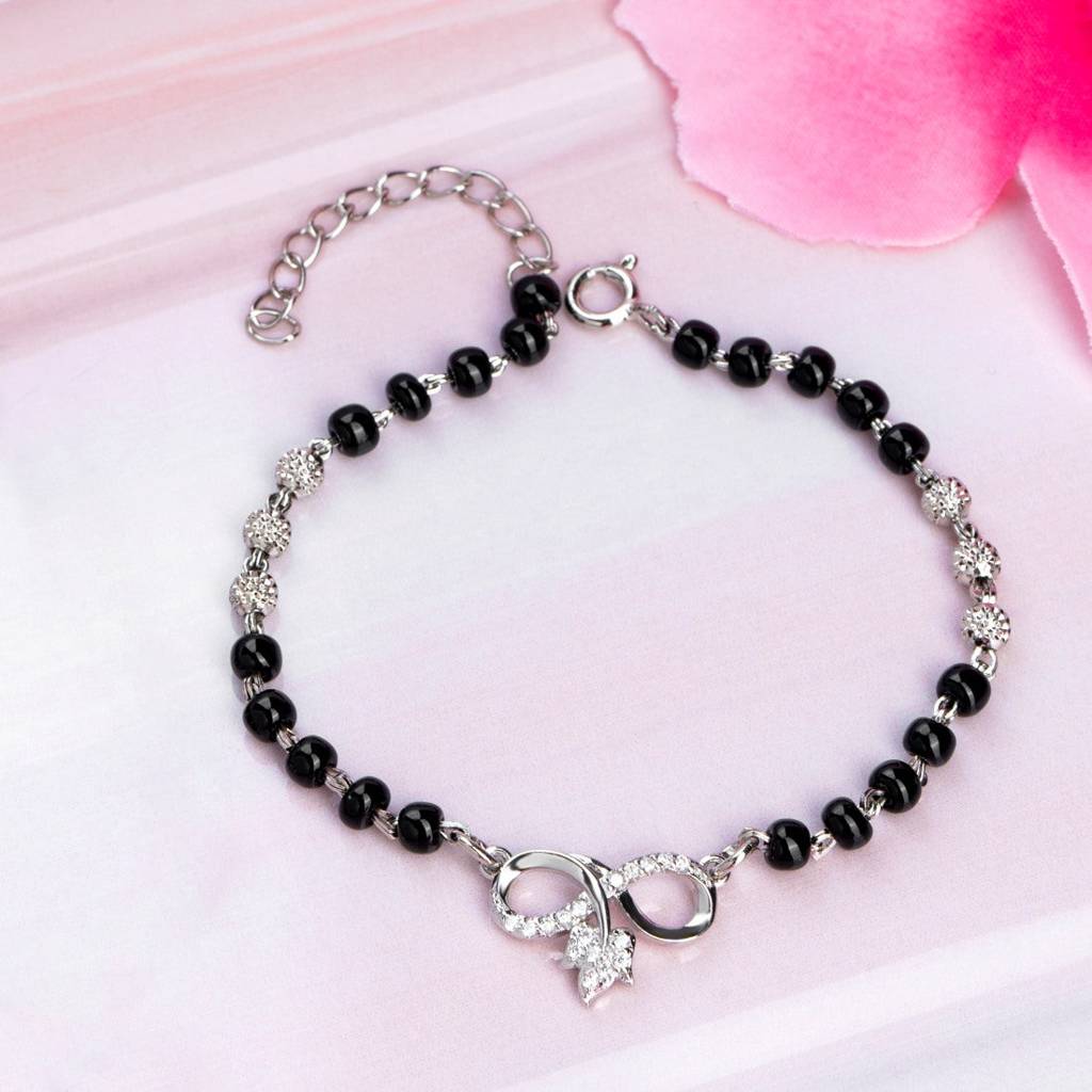 Twisted Infinity 925 Silver Mangalsutra Bracelet : BR-80054-C