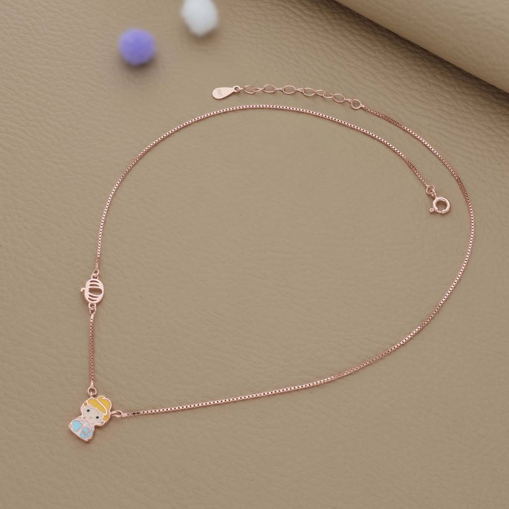 Iyal Fairytale Princess Rose Gold Polish Silver Kids Pendant (3+ Years) | 925 Hallmark | Occasional Wear Gift : KP-KP-RG-U-139-S