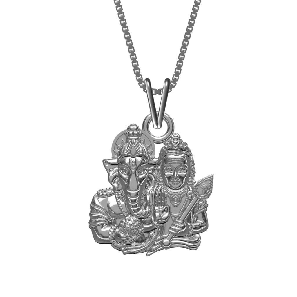 Silver Lord Ganesha And Kartik Pendant : ZLGDP-1012