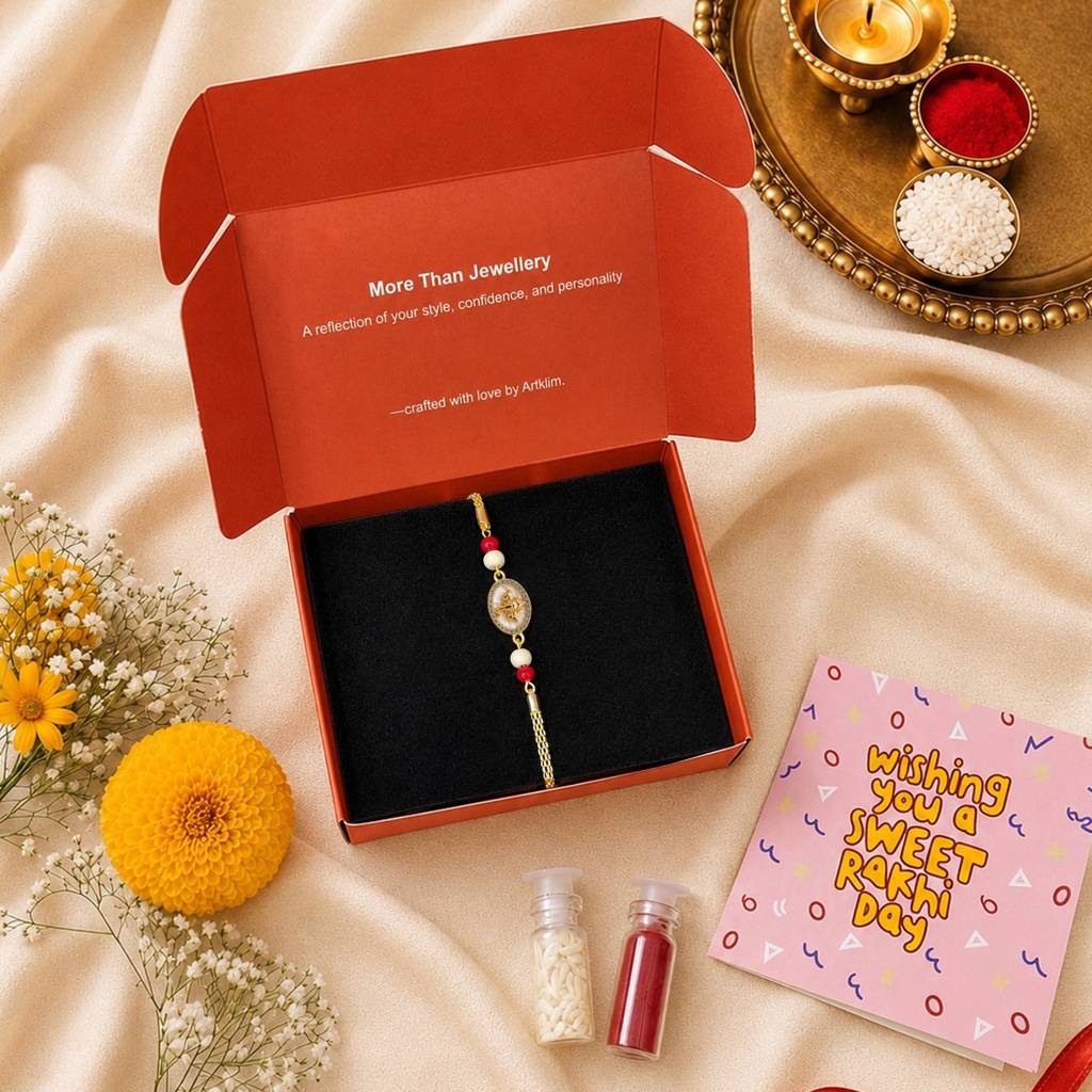 Premium Lord Ganesha Bracelet Rakhi For Brother : JW-HSPS60MB2264