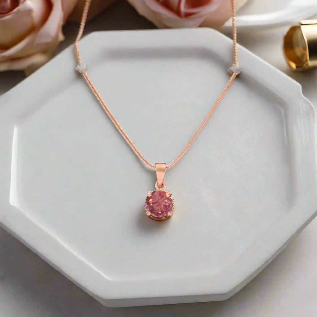 Elegant 925 Sterling Silver Pendant With Rose Gold Plated : PEN-30039-C-RG
