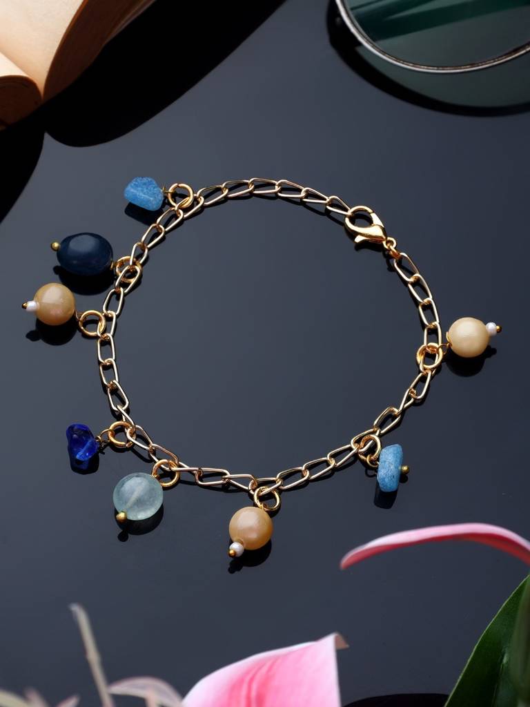 Anti-Tarnish 22Kt Gold-Plated  Blue Whisper Bracelet : BR07001