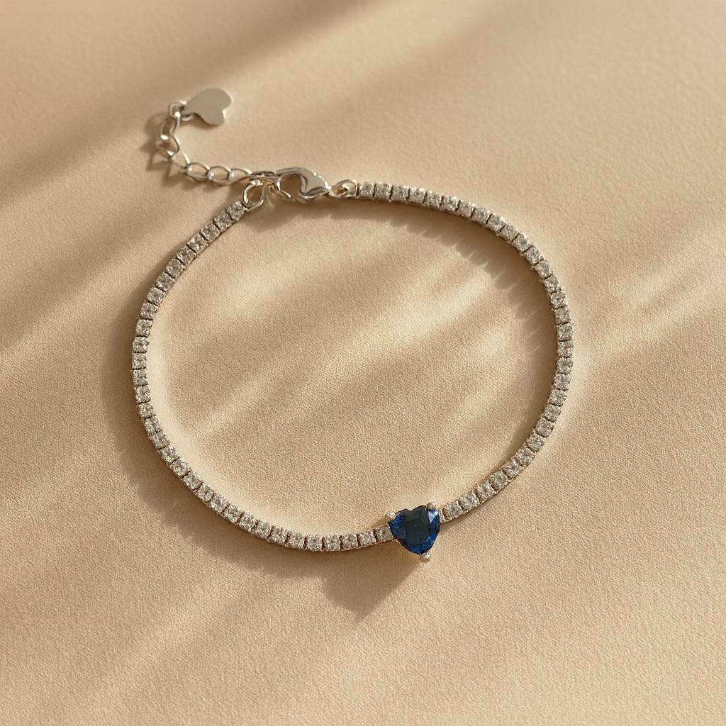 Blue Heart Diamond Tennis Bracelet : BLUEHEARTDIAMONDTENNISBRACELET