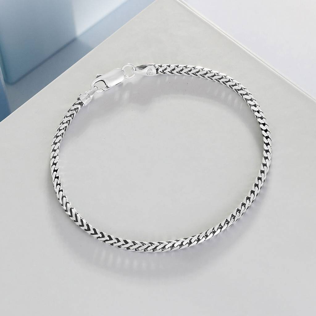 Dual Tone 925 Sterling Silver Men'S Chain Bracelet (One Size) : BR-80410-R