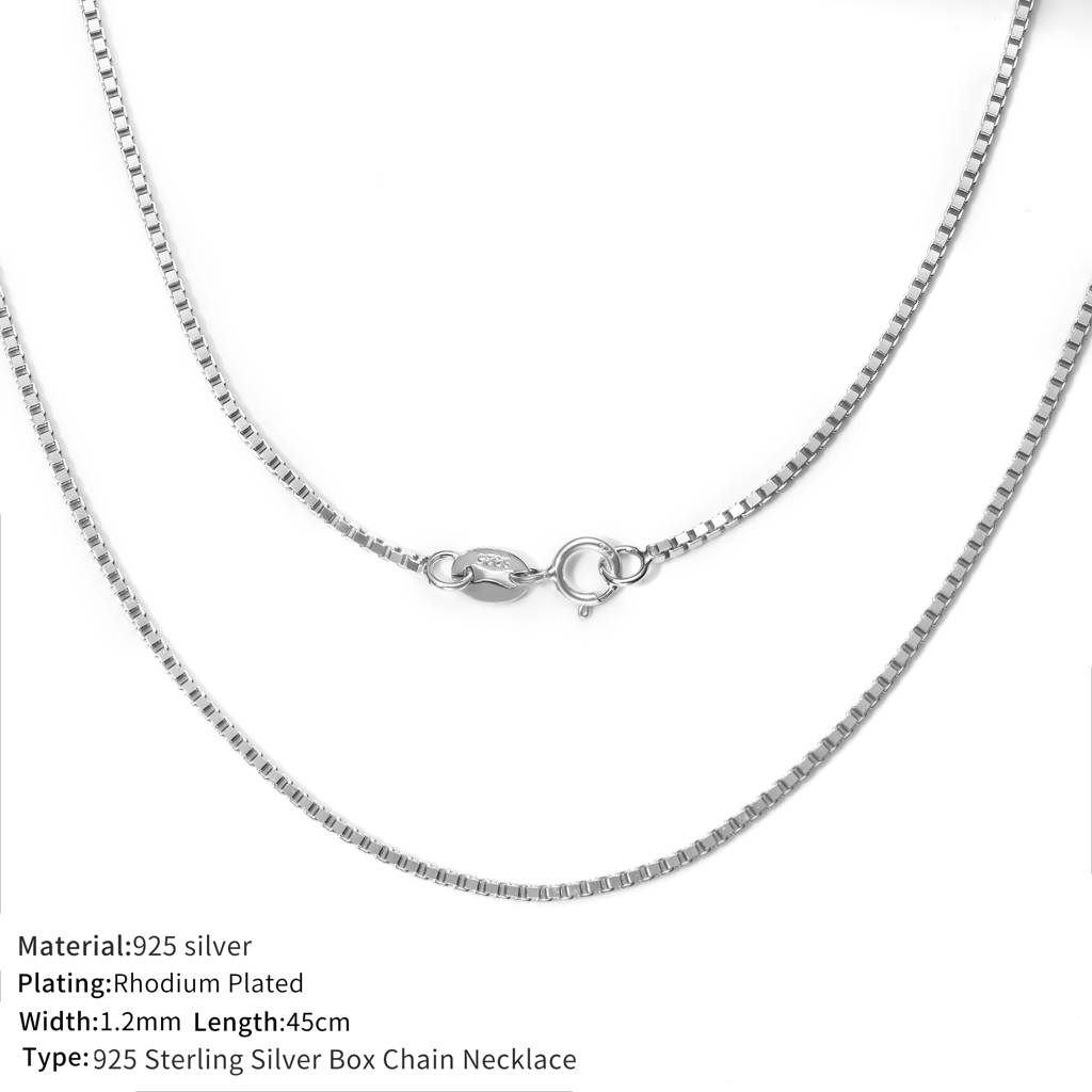 925 Sterling Silver Box Chain For Women & Men, 20 Inch Rhodium Plated Silver Chain : BRDCBCS