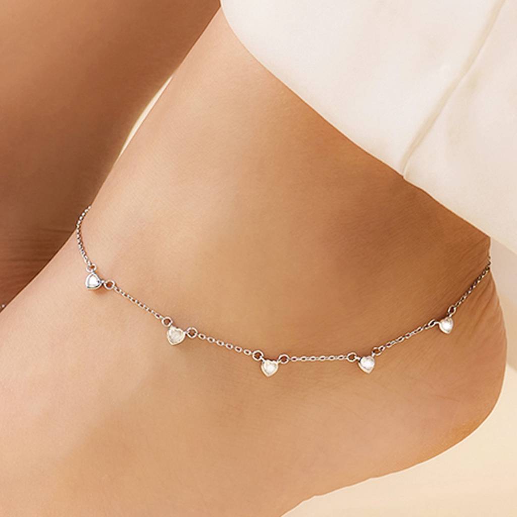 Linked In Love Anklet : ANK-60428-PAIR-R
