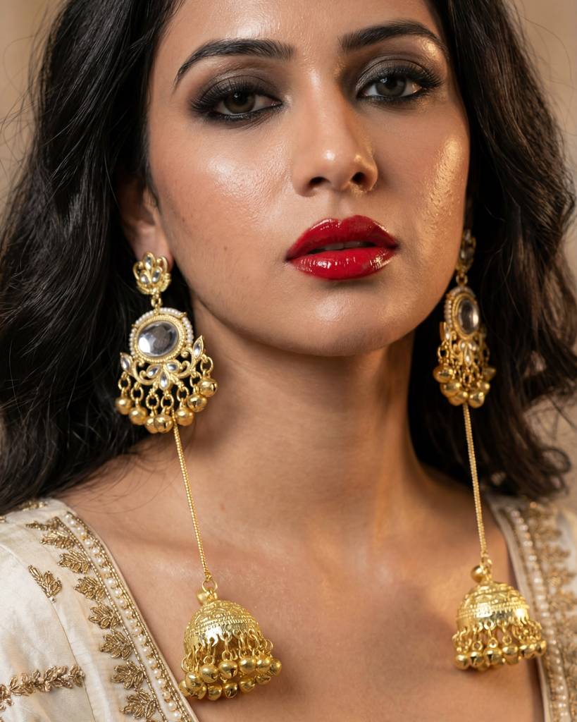 Gold Plated Brass Kashmiri - Jhumka Earrings For Women : KS204