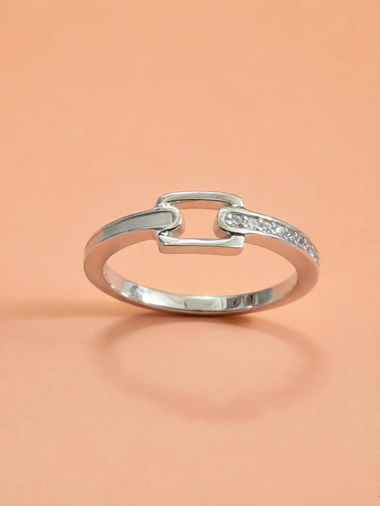 925 Pure Silver The "Nexus" Geometric Link Ring : LR1316