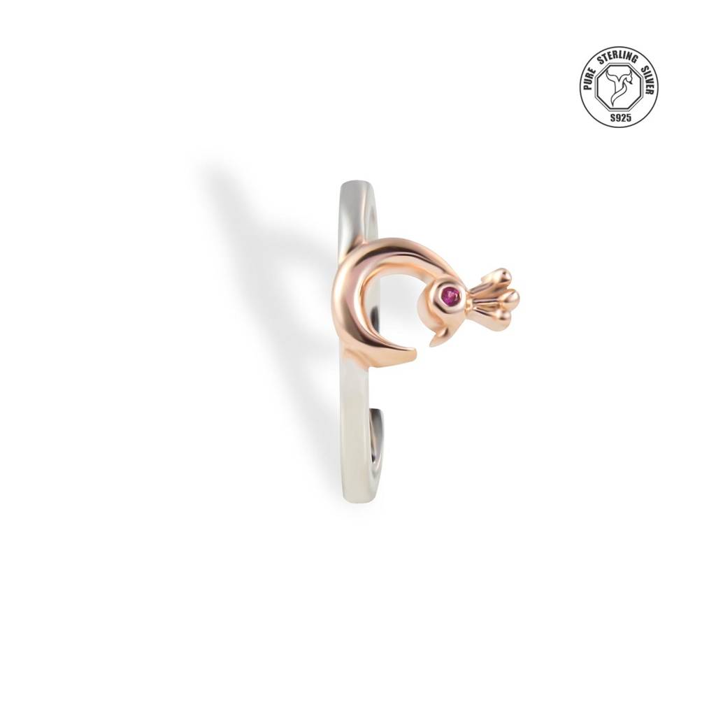 Peacock Crown Silver & Rose Gold Toe Ring : TRTOBJX0020
