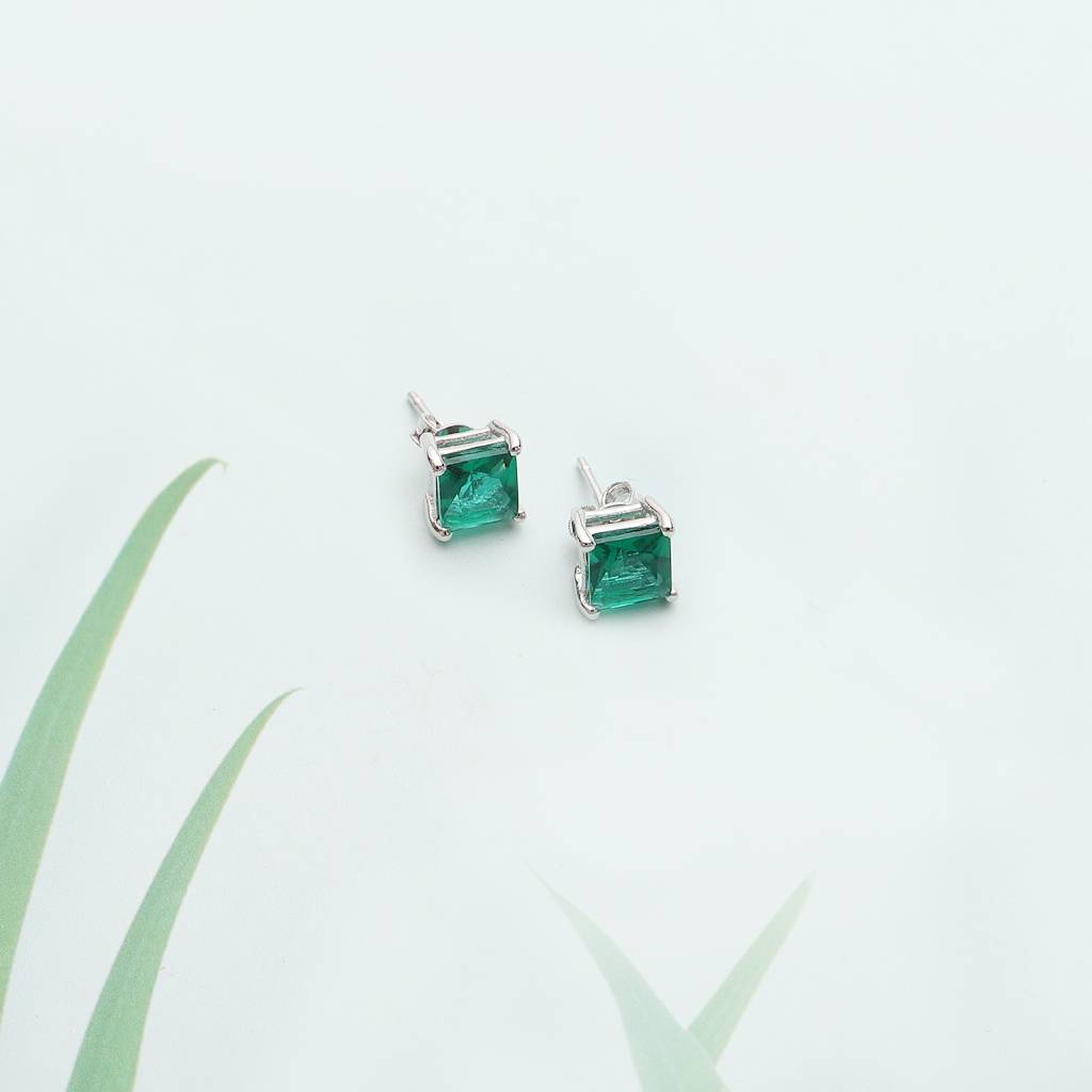 Iski Uski 925 Sterling Silver Deena Emerald Drop Earrings