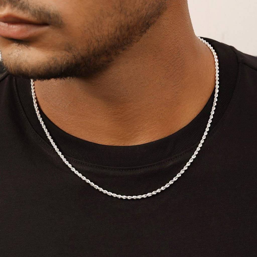 Modern Twist Rhodium-Plated 925 Sterling Silver Chain : M-CH-10068-20-3-S