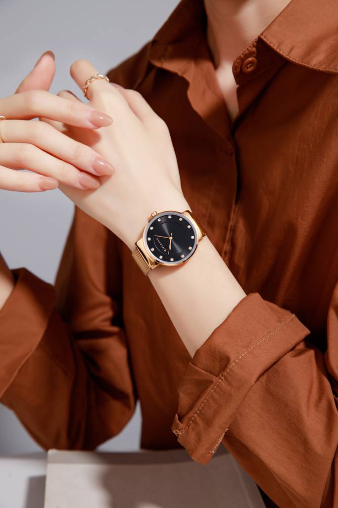 Analog Stylish Watch For Women | Water Resistant Simple And Fashion Watch Round Shape With Stainless Steel Case Wri : A2062-11
