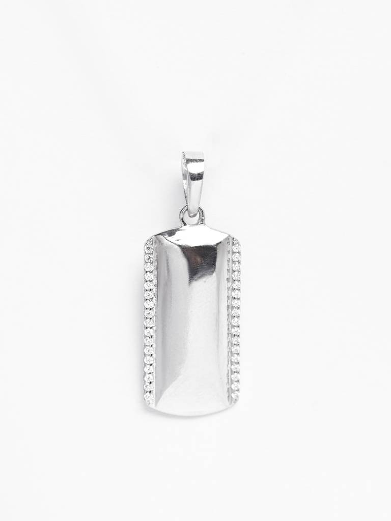 925 Silver Platinum Plated Swiss Zircon Otto Men Pendant Necklace With Chain Gift For Men & Boys : CSMNP24_NOCHAIN